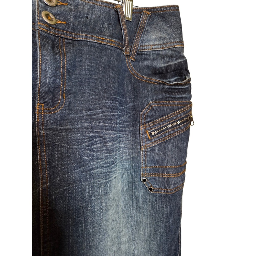 Lane Bryant Womens Plus Size 18 Denim Skirt Dark Wash Cargo Utility Knee Length - Picture 4 of 7
